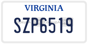 SZP6519  license plate in VA