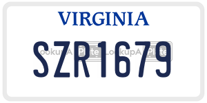 SZR1679  license plate in VA