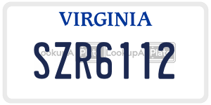 SZR6112  license plate in VA