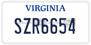 SZR6654  license plate in VA