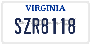 SZR8118  license plate in VA