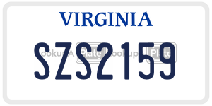SZS2159  license plate in VA