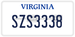 SZS3338  license plate in VA