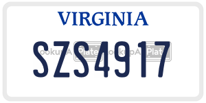 SZS4917  license plate in VA