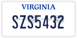 SZS5432  license plate in VA