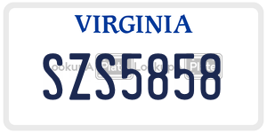 SZS5858  license plate in VA