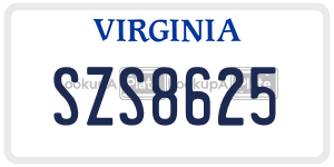 SZS8625  license plate in VA
