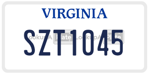 SZT1045  license plate in VA