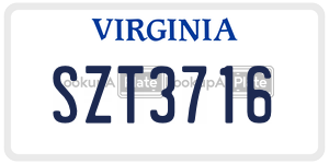 SZT3716  license plate in VA
