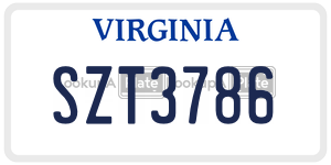 SZT3786  license plate in VA
