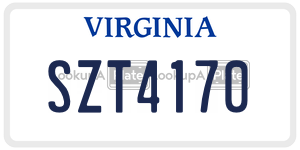 SZT4170  license plate in VA