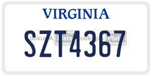 SZT4367  license plate in VA