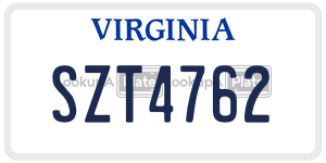 SZT4762  license plate in VA