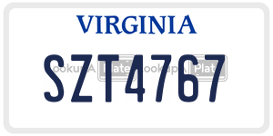 SZT4767  license plate in VA