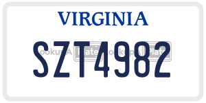 SZT4982  license plate in VA
