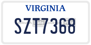 SZT7368  license plate in VA