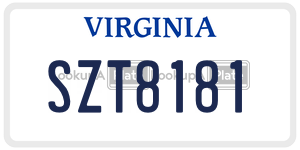 SZT8181  license plate in VA
