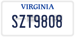 SZT9808  license plate in VA