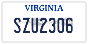 SZU2306  license plate in VA