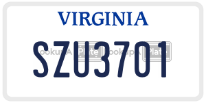 SZU3701  license plate in VA