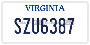 SZU6387  license plate in VA
