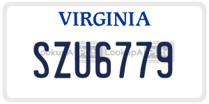 SZU6779  license plate in VA