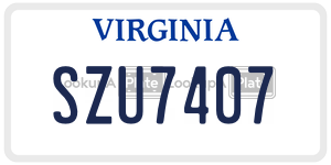 SZU7407  license plate in VA