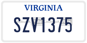 SZV1375  license plate in VA