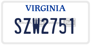 SZW2751  license plate in VA