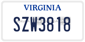 SZW3818  license plate in VA