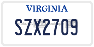 SZX2709  license plate in VA