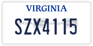 SZX4115  license plate in VA