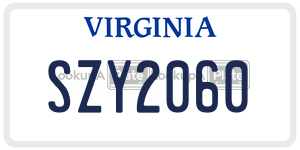 SZY2060  license plate in VA