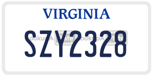 SZY2328  license plate in VA