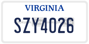 SZY4026  license plate in VA