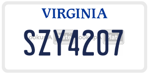 SZY4207  license plate in VA