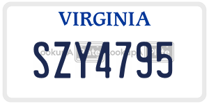 SZY4795  license plate in VA