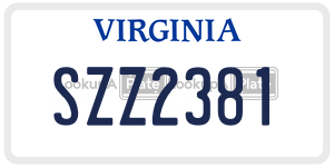 SZZ2381  license plate in VA