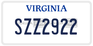 SZZ2922  license plate in VA