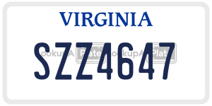 SZZ4647  license plate in VA