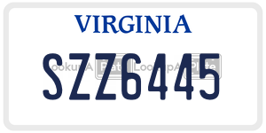 SZZ6445  license plate in VA
