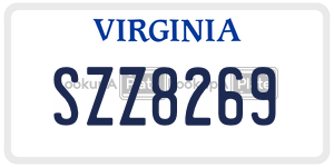 SZZ8269  license plate in VA