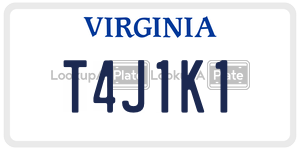 T4J1K1  license plate in VA