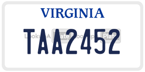 TAA2452  license plate in VA