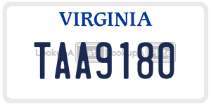 TAA9180  license plate in VA
