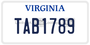 TAB1789  license plate in VA