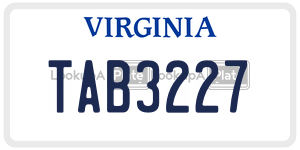 TAB3227  license plate in VA