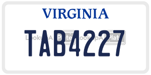 TAB4227  license plate in VA