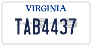 TAB4437  license plate in VA