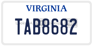 TAB8682  license plate in VA